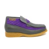 British Collection Checkers-Grey/Purple Leather-Suede Slip-on