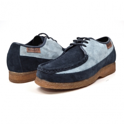 British Collection Crown-Navy/Light Blue Leather Suede