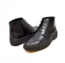 British Collection Black Ostrich and Wingtip Leather