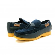 British Collection King Old School Slip On Navy Suede/Lea Shoes