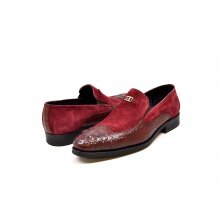 British Collection "Shiraz" Burgundy Suede and Croc Combo