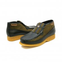 British Collection Apollo-Black Leather and Green/Suede Slip-on