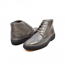 British Collection Gray Ostrich and Wingtip Leather