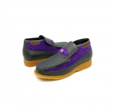 British Collection Checkers-Grey/Purple Leather-Suede Slip-on