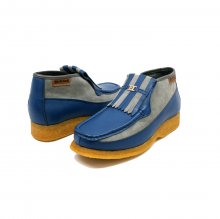 British Collection Apollo-Blue Leather/Grey Suede Slip-on