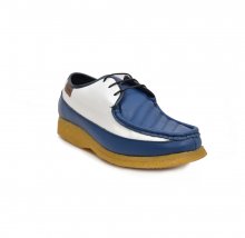 British Collection Crown Low-Cut Blue and White Leather