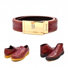 Matching Belt for Style- "Harlem" Burgundy Ostrich Leather