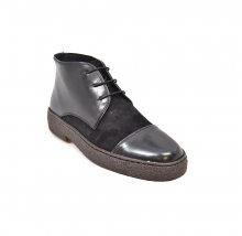 British Collection Playboy Cap-Toe Black Leather and Suede