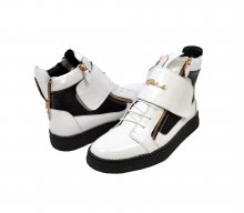 British Collection "Empire" White and Black Leather High Top