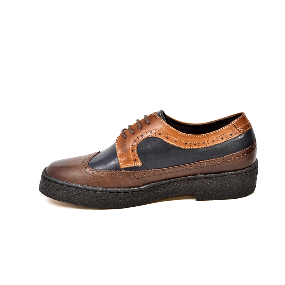 British Collection Wingtip-3 Tone-Navy, Brown, and Tan Leather [1000-4 ...