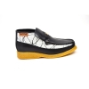 British Collection BWB-Black and White Design  Leather Slip-on