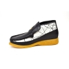 British Collection BWB-Black and White Design  Leather Slip-on