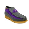 British Collection Checkers-Grey/Purple Leather-Suede Slip-on