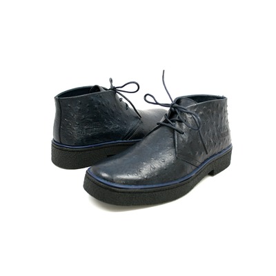 Classic Playboy Chukka Boot  Navy Ostrich Leather