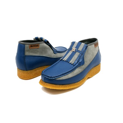 British Collection Apollo-Blue Leather/Grey Suede Slip-on