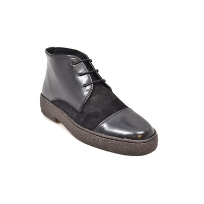 British Collection Playboy Cap-Toe  Black Leather and Suede