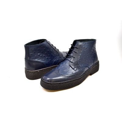 British Collection Navy Ostrich and Wingtip Leather