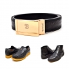 British Collection "Harlem"  Black Ostrich Leather