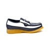 British Collection Apollo Ostrich Navy/ White Leather w/tassel