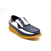 British Collection Apollo Ostrich Navy/ White Leather w/tassel