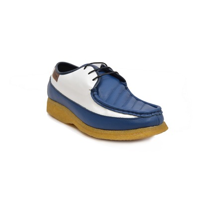 British Collection Crown Low-Cut Blue and White Leather