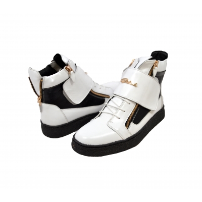 British Collection "Empire" White and Black Leather High Top