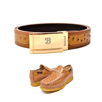 Matching Belt for Style- "Harlem" Cognac Ostrich Leather