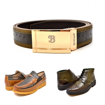 Matching Belt for Style - "Harlem" Olive/Green Ostrich Leather