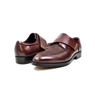 British Collection "Master" Brown Leather and Pony Skin Velcro