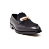 British Collection "Boss" Black Leather and Pony Skin Slip on
