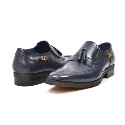 British Collection "Rick" Navy Leather Slip-on