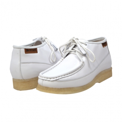 British Collection Knicks White Leather Lace up