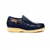 British Collection "Stone"  Navy Pattern and Suede