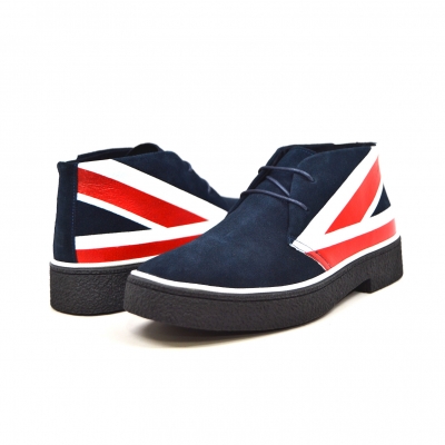 Classic Playboy "Union Jack" Red, White, Blue Leather and Suede