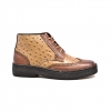 British Collection Tan and Cognac Ostrich and Wingtip Leather