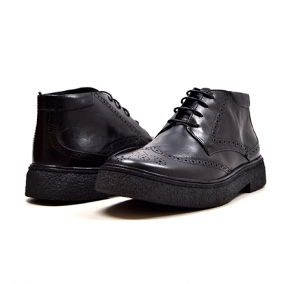 Classic Playboy "Classic" Wingtip Black Leather-TPR