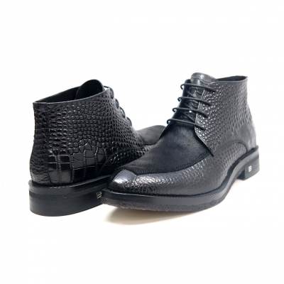 British Collection Shick Black Leather and Pony Skin High Top