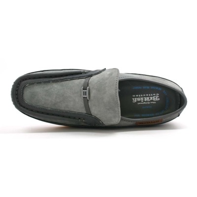 British Collection Power Old School Slip On Grey Suede Shoes [777-10 ...